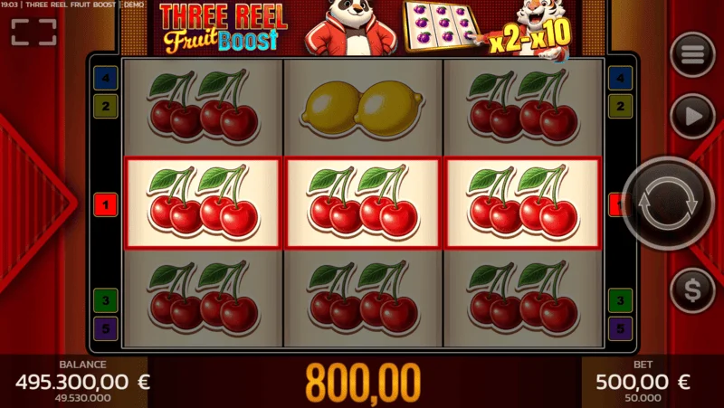 Three Reel Fruit Boost - winning combination on the reels